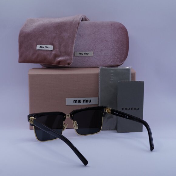 Miu Miu MU10ZS 1AB5S0 Browline Sunglasses – Black\Gold - Picture 13 of 13